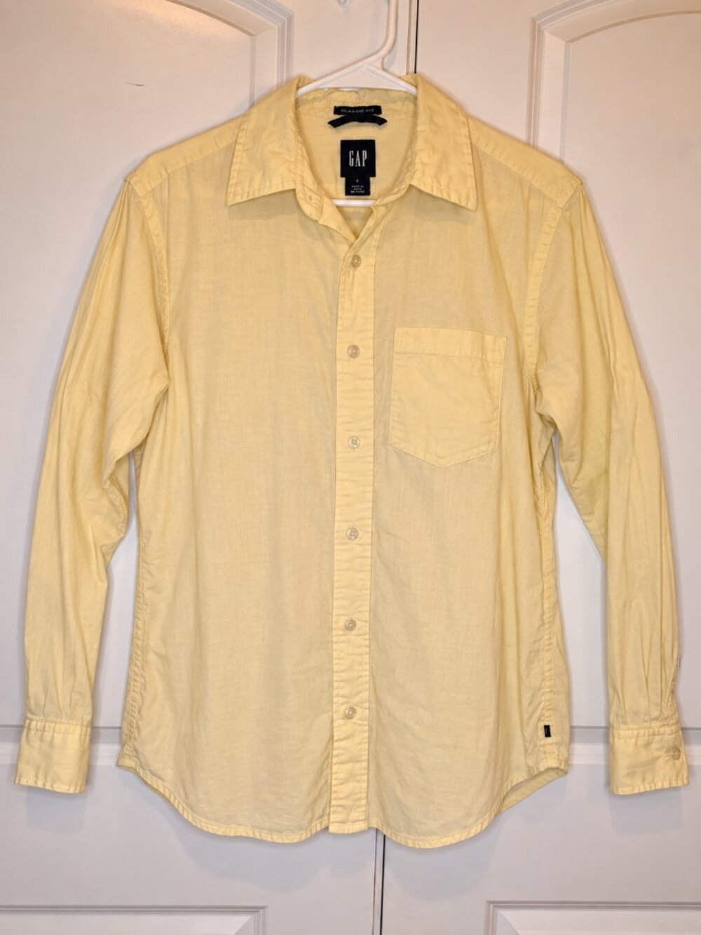Vintage GAP Classic Fit Yellow Button Down Shirt S Cotton Preppy